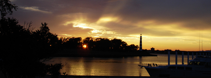 Sunset over the South Shore Harbor Marina